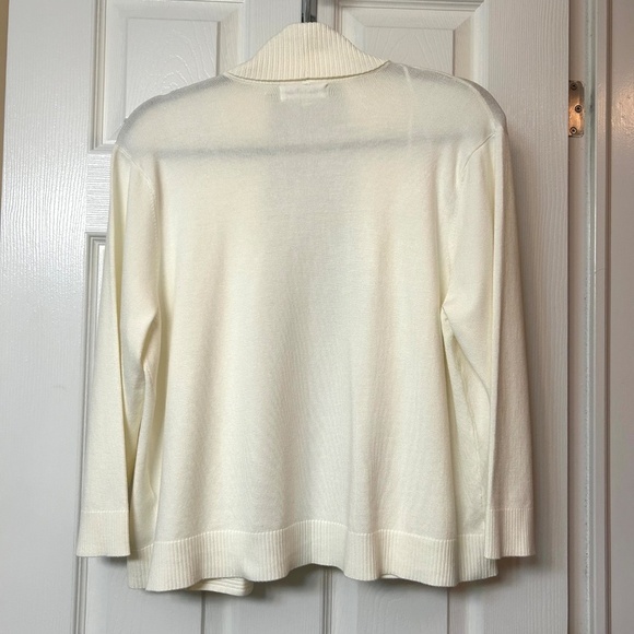 NWOT Calvin Klein Cropped Shawl Collar Open Cardigan 3/4 Sleeve Size L Cream - Picture 4 of 15